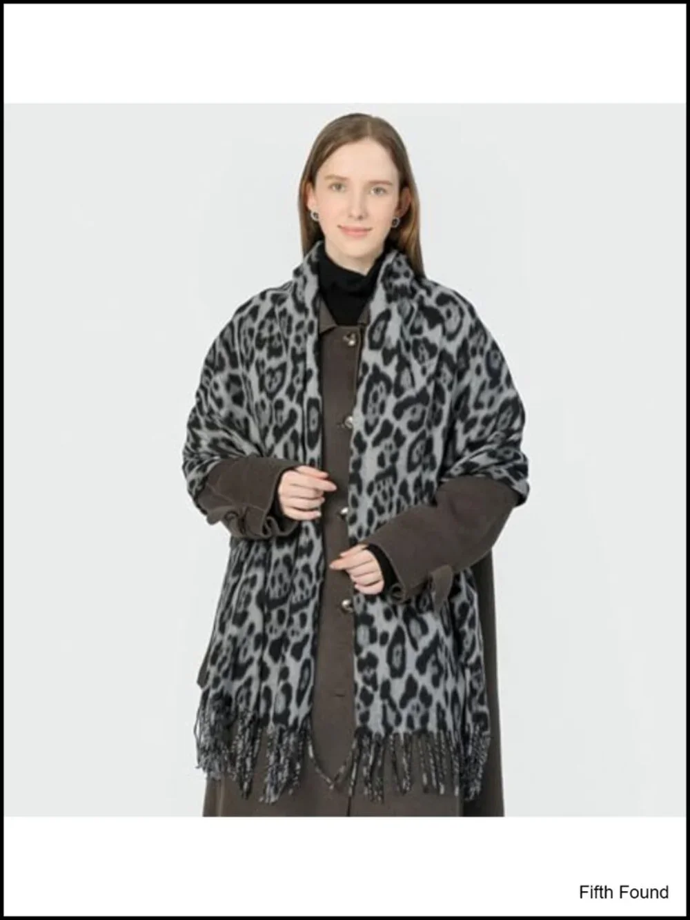 Oversized Leopard Print Blanket Scarf Cashmere-Like Acrylic Wrap Shawl